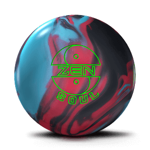 2022 900 Global Zen Soul bowling ball with lightweight core, 74-76 durometer rating, 4000 grit finish, med-high flare potential, symmetrical weightblock, s77 response hybrid coverstock